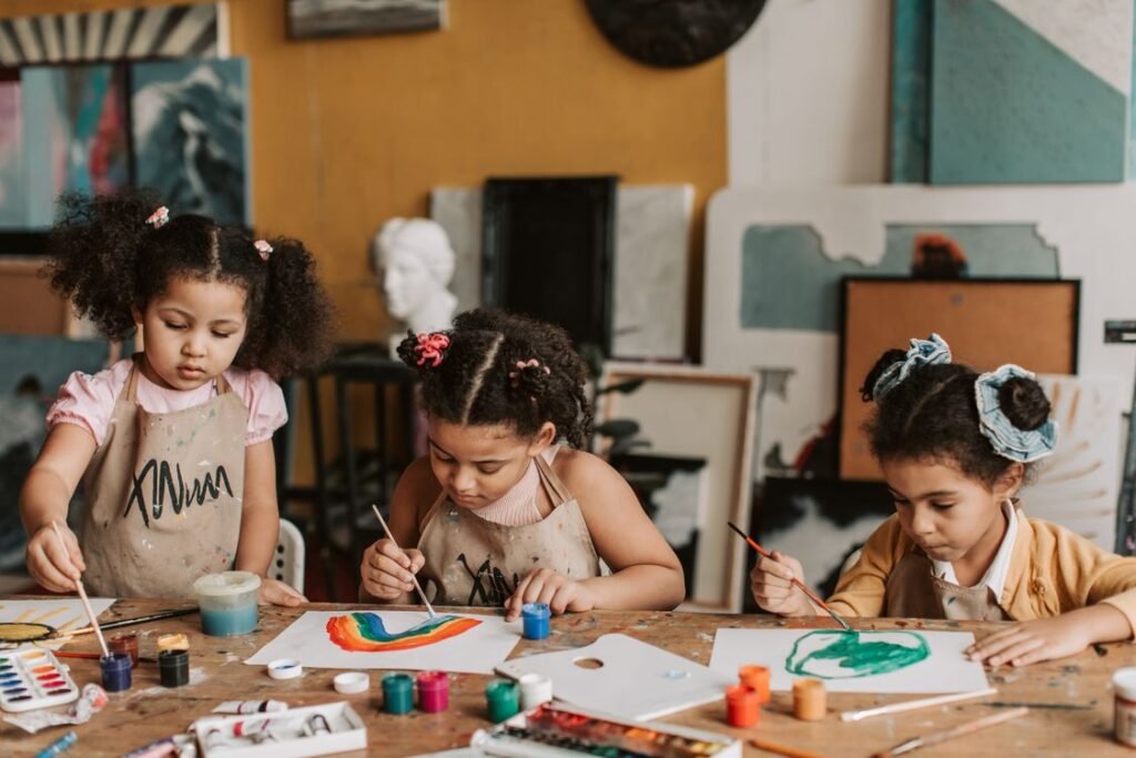 Children painting art project - creative indoor activities for kids